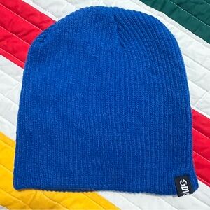 DVS Royal Blue Knit Beanie Skate Streetwear Cuffed Patch